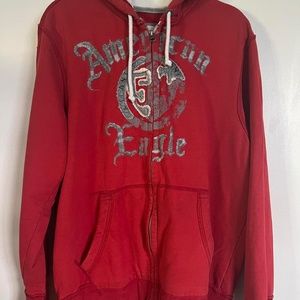 American Eagle red logo zip up jacket